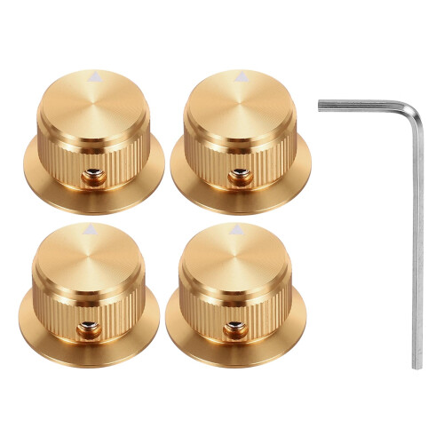sourcing map 4Pcs Aluminium Potentiometer Knobs 1/4" Volume Tone Control Top Hat Knobs with L-Type Hexagonal Wrench for Guitar Instruments Audio Mixe