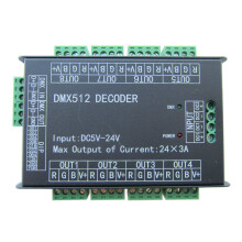High Power 24 Channel RGB 3A/CH DMX512 Controller Led Decoder Dimmer 500Hz Flicker Free Smoother Dimming DMX Signal Indicator Flashes Function DC 5V-