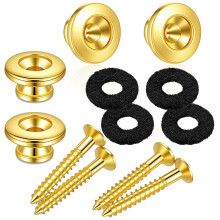 4Pcs Gold Guitar Strap Buttons Acoustic Guitar Strap Pins Large Guitars Straps Locks with Mounting Screws Metal End Pins Music Parts for Acoustic Ele
