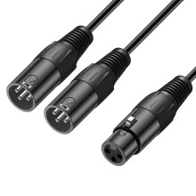 J&D XLR Splitter Cable, 3 Pin XLR 2 Male to 1 Female Y Splitter Balanced Patch Microphone Cable Adapter for Record, Mixer, AMP, Limiter, Speaker, 0.4