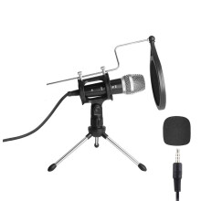 PC Microphone with Mic Stand,Aoiutrn 3.5mm Jack Condenser Recording Microphone for PC,Laptop,Mac,i-Phone,i-Pad and Smartphone for YouTube,Podcast,Sky