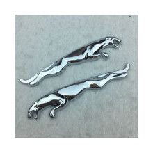 Emblema adesivo 3D de metal prateado estilo Jaguar, 2 peças, para XJS, XJ6, XKE, XK8, XF e E. Novo tipo de acessório automotivo decorativo e