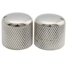 Musiclily Pro Inch Fine 24 Splines Steel Dome Knobs Push-on Control Knob 18mm with Indicator Dot for USA Electric Guitar or Bass, Nickel (Set of 2)
