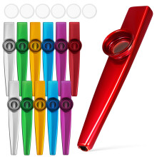 HANABASS Metal Kazoo Set 12 Pack Lightweight Small Kazoo Instruments with Diaphragms for Kids and Adults Beginner Practice Performance Compact Musica