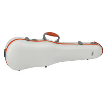 GEWA Violin Shaped Case Fun Series Polycarbonate 4/4-1/2 Size White/Orange, Interior Black, 2 Removable Backpack Straps, Accessory Pocket, Padded Sus