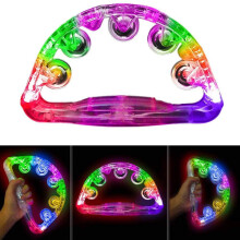 2Pcs Light Up Tambourine, Led Musical Tambourine Flashing Tambourines Hand Percussion Instrument Flashing Light Up Tambourine