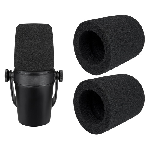 SOULWIT 2Pcs Pop Filter for Shure MV7/MV7X - Black
