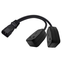 Strhowill 0.32m/1ft IEC320 C14 TO Dual UK Socket Y-Splitter Power Cable,C14 Plug to Dual UK Female Socket 3Pin Power Cord