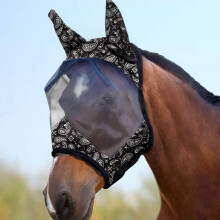 Harrison Howard LumiVista Horse Fly Mask Standard with Ears UV Protection for Horse-Paisley Wave (XL; Extra Full)