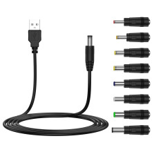 Oumida 5V USB to DC 5.5x2.1mm Power Cable, Charging Cord with 8 DC Barrel Jack Connectors,barrel Jack Plug Charger Adapter for Fan, Speaker, Phone, T