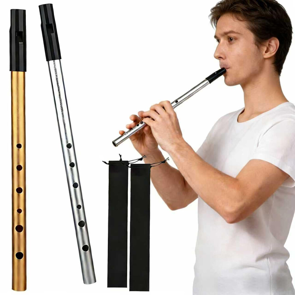 Zhuomengyun 2 Pcs Premium Six-Hole Penny Slide Whistles, Tin Whistle D Penny Whist
