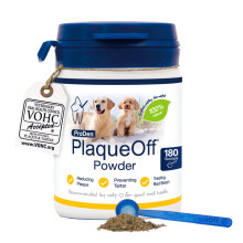 ProDen PlaqueOff Powder for Dogs & Cats, Tartar & Bad Breath Remover 100% Natural Teeth Cleaner and Plaque Remover 60 g