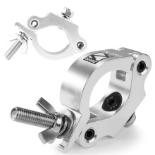 BeamZ BC50-200 Half Coupler Slimline Lighting Clamps Set - 2x Aluminium O-Clamps for DJ, Stage & Theatre Truss Fixtures, M10, 48-51mm, 200kg Max Load