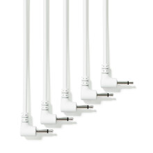 ExcelValley - 5-Pack - Right Angle Mono Modular Patch Cables - 3.5mm 1/8" Eurorack Synthesizer [White - 60 cm - 24"]