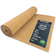 TRECOR Cork Impact Sound Insulation Rolls - Thickness 4 mm - Natural and Ecological Acoustic Impact and Walking Sound Insulation for Laminate and Par