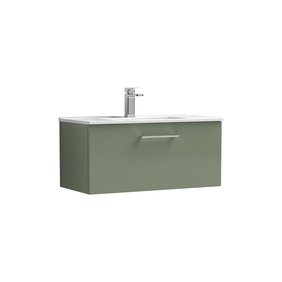 Balterley Modern Bathroom Wall Hung 1-Drawer Vanity & Basin, Midnight Blue, 600Mm
