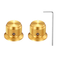 sourcing map 2 Pcs Aluminium Potentiometer Knobs, 3/16" (4mm) Universal Volume Tone Control Knobs for Guitar, Bass, 3/4" Gold