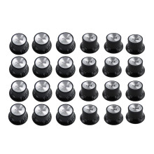 FLEOR Top Hat Style Volume and Tone Control Knobs 12T12V with Alumium Top for SG LP Style Guitar 18-spline Pot,Black