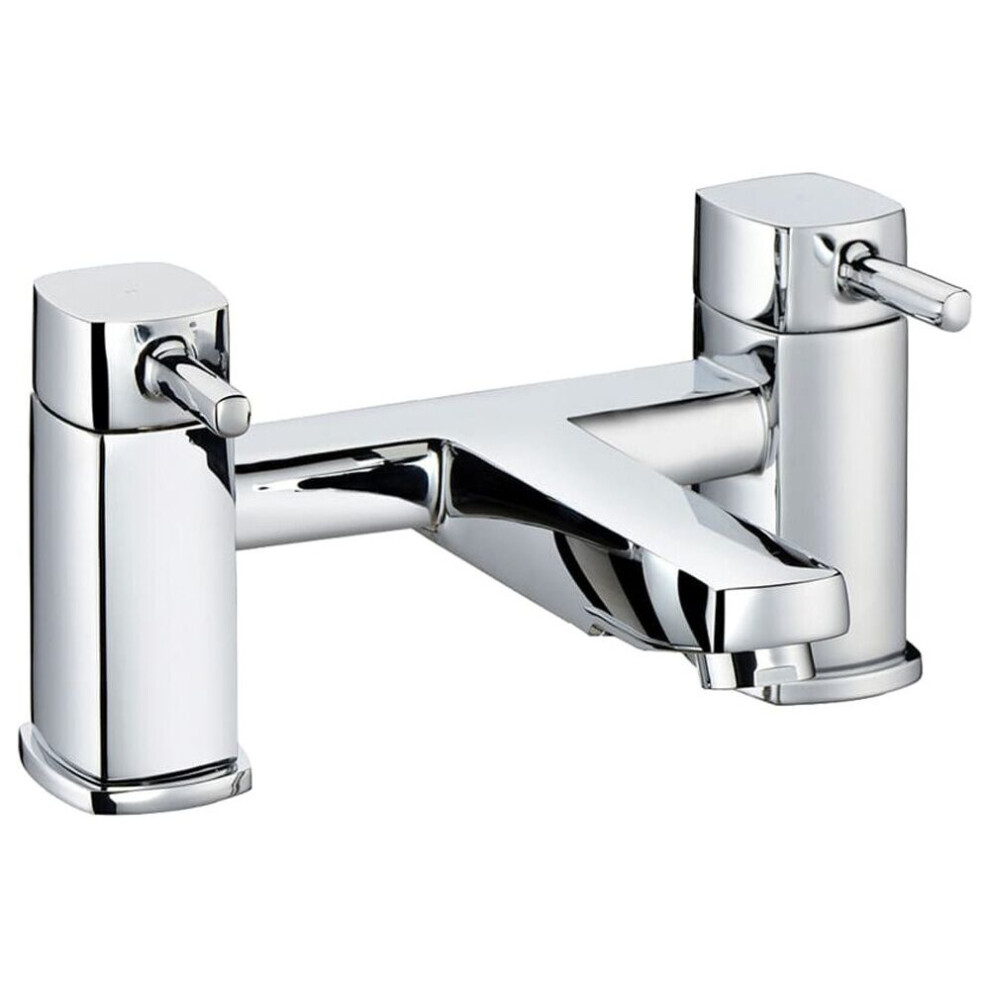 Balterley Contemporary Bathroom Soft Square Deck Mounted Bath Filler Tap - Chrome