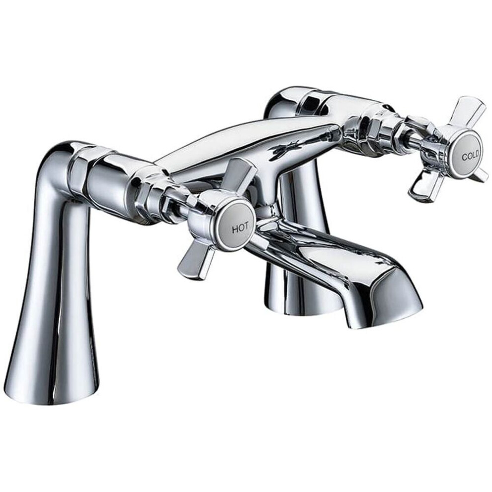 Balterley Traditional Crosshead Deck Mounted Bath Filler Tap - Chrome
