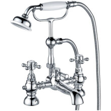 Traditional Bathroom Bath Shower Mixer Tap and Kit - Crosshead Handles - Chrome