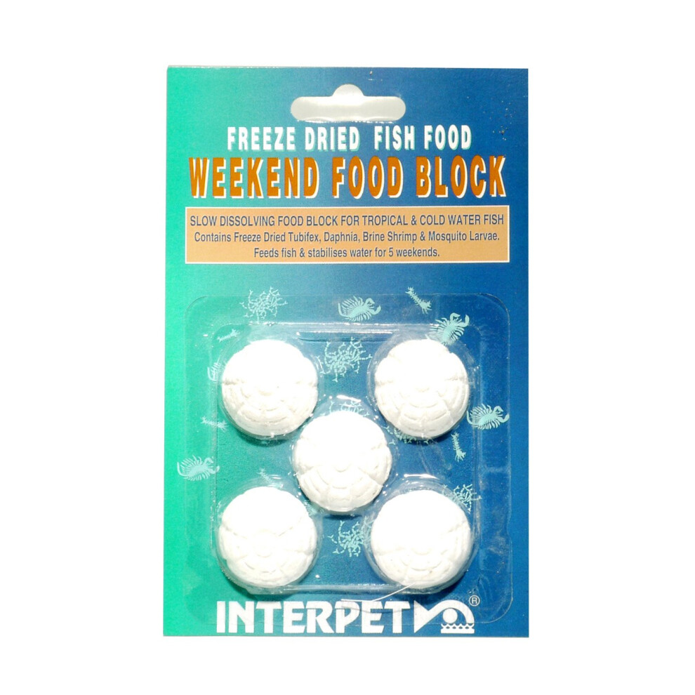 Interpet Slow Release Weekend Mineral Aquarium Fish Food Block, Contains Freeze Dried Tubifex, Daphnia, Brine Shrimp And Mosquito Larvae, We