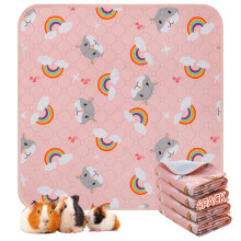 PAWCHIE 4 Pack Guinea Pig Cage Liners, Washable Small Animal Bedding,Waterproof Reusable Anti Slip Guinea Pig Pee Pad Fast and Super Absorbent Mat fo