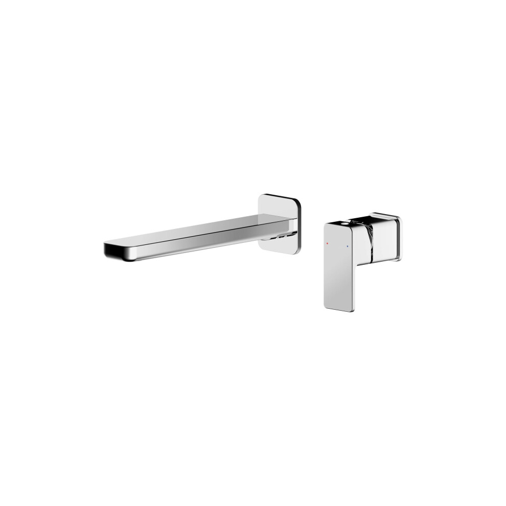 Square Wall Mount 2 Tap Hole Basin Mixer Tap Chrome 5056462683805