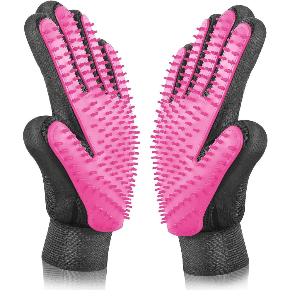 Byetoo Pet Dog Cat Grooming Glove,Gentle Deshedding Brush Glove,Efficient Pet Hair Remover Mitt,Massage Tool With Enhanced Five Finger Desig