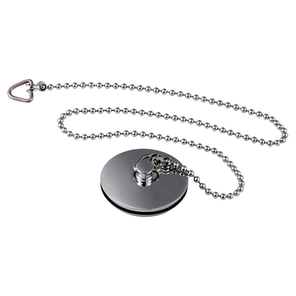 Balterley Unisex Silver Bath Plug With Ball Chain, 17Mm X 42Mm Design - Polished Chrome Finish In - Image 2