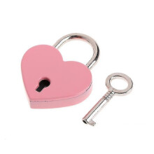 Heart Shape Vintage Old Antique Style Mini Archaize Padlocks Key Lock with Keypink2pcs