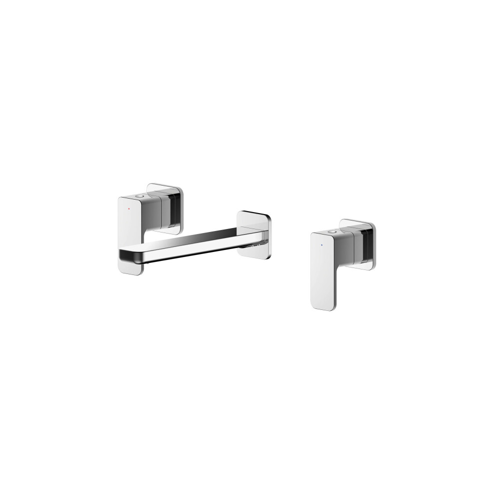 Square Wall Mount 3 Tap Hole Basin Mixer Tap - Chrome 5056462683829