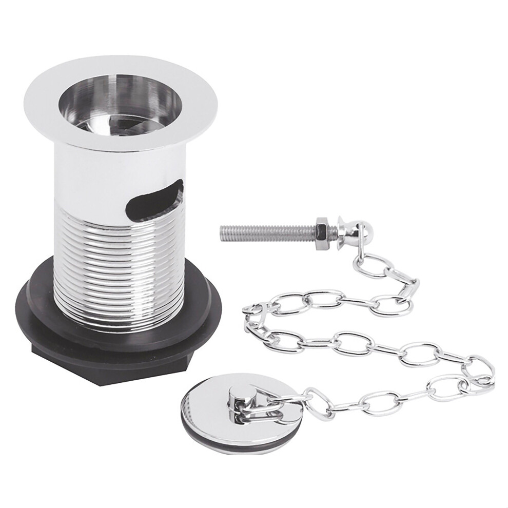 Balterley Round Basin Waste With Brass Plug And Link Chain, Slotted For Overflow - Chrome Finish