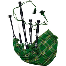 Great Scottish Highland Bagpipes Beginner Full Set — Rosewood Natural Finish with Tartan Cover, Silver Mounts, Tutor Book, Carry Bag, Reeds & Drones