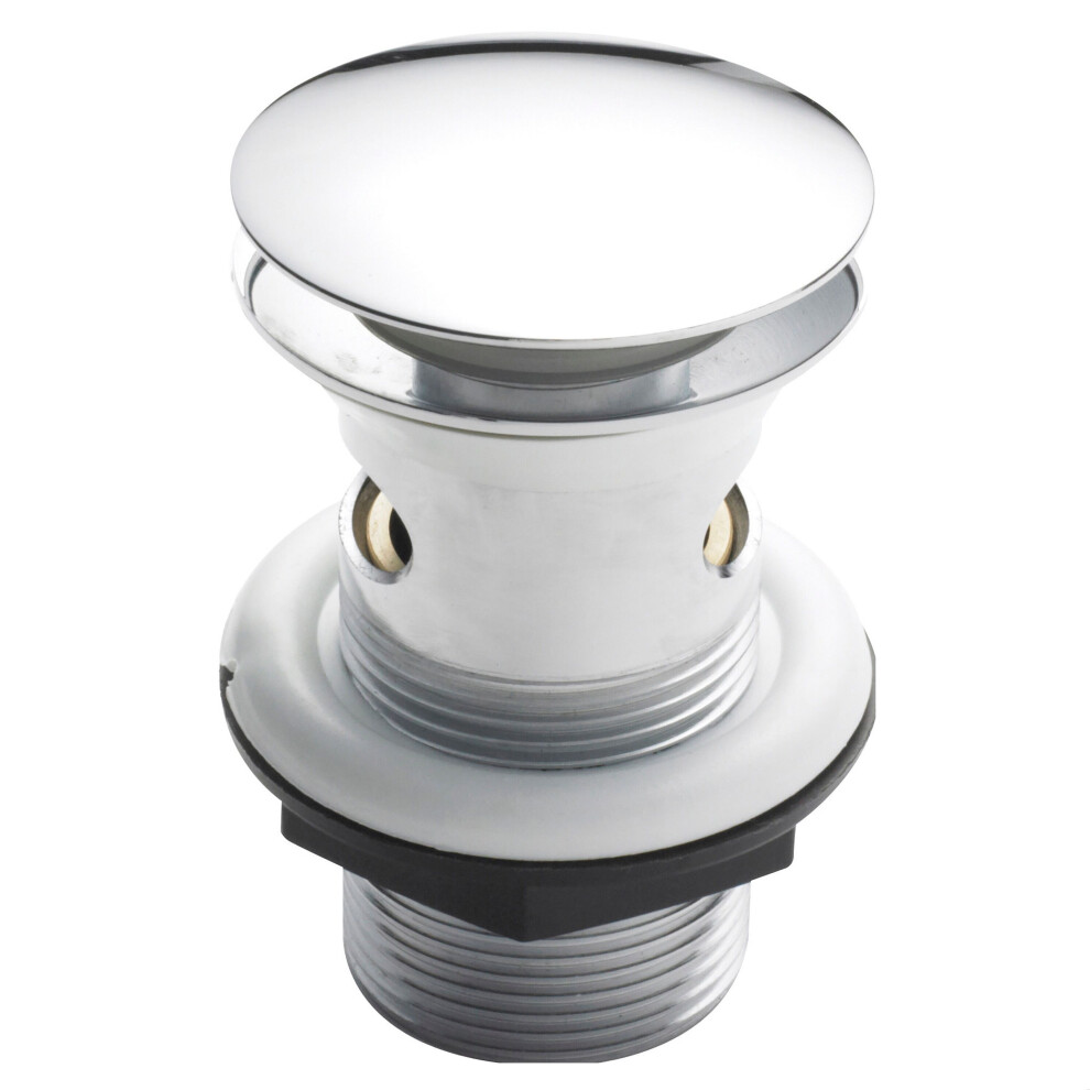 Balterley Easyclean Push Button Basin Waste, Slotted, Round Design For Basins With Overflow - Chrome