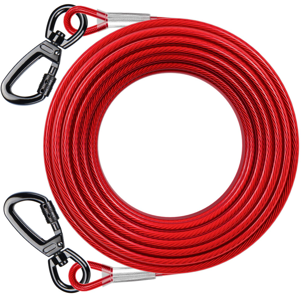 Chuiendi Dog Tie Out Cable With 360 Swivel Lockable Hook And Pvc Coating, 10Ft 15Ft 20Ft 25Ft 40Ft 60Ft 120Ft Reflective Dog Lead Line, Galvanized S