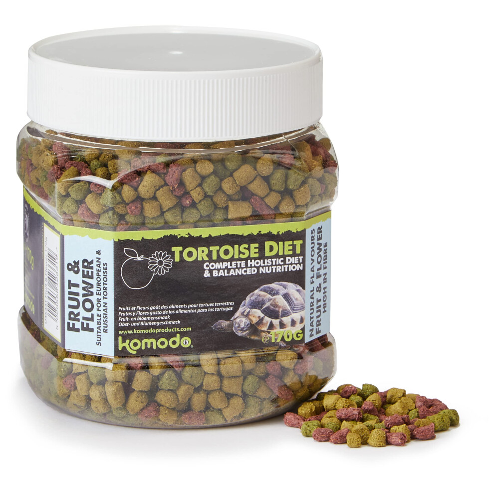 Komodo Complete Holistic Tortoise Diet Fruit And Flower 170G, Balanced Food For Torotises, Natural Flavoured Tortoise Food