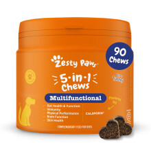 Zesty Paws 5in1 Multivitamins for Dogs | Supports Skin & Gut Health, Brain Function, Immune System, Physical Performance | With Vitamin A, B & C, Fol