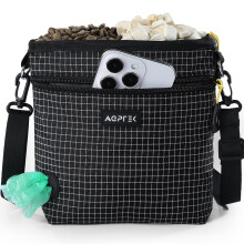 AGPTEK Dog Treat Pouch Bag with Magnetic & Zipper Closure, Dual Compartment & Re