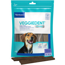 Virbac Veggiedent FR3SH Dog Dental Chews - Dog Teeth Cleaning and Breath Freshening Treats for Medium Size Breeds and Puppies 10-30kg - 15 C