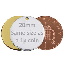 Personalised Round/Bone Engraved Dog ID Name Tag Small/Large Pet/Cat Tags (20mm, Silver/Nickel)