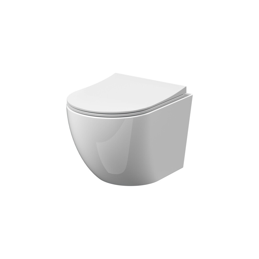 Balterley Baswich Rimless Wall Hung Toilet Pan & Soft Close Sandwich Seat - 360Mm X 360Mm X 482Mm White