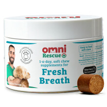 Omni Dog Breath Freshener Supplement - Dragons’ Den Winners, One-a-Day Peppermint Supplements for Dogs, Plaque Remover Dental Care, Fresh Br