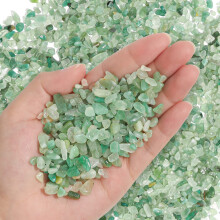 T4U Crystal Chips Stone Crushed Quartz Jade Pebbles 450g (1 lb), Fluorite Tumbled Gravel Small Decorative Pebbles, Mini Polished Rocks Sand Pieces fo