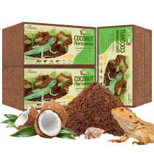 Riare 6 Pack Natural Coconut Fiber Substrate for Reptile Coco Substrate Premium Compressed Coconut Husk Terrarium Bedding for Reptile, Tortoise, Frog