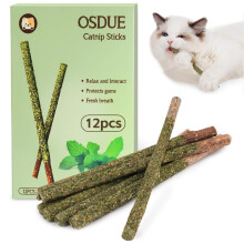 OSDUE Catnip Sticks and Teething Toys for Cats - 12PCS Natural Wood Chew Toy for