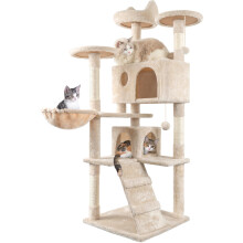 HOMIDEC Cat Tree, 151cm Cat Scratching Post Stable Cat Tower for Indoor Kitty, Activity Centre Climbing Tree with 2 Kitten Houses, Hammock, 4 Sisal P