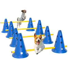 PawHut Dog Agility Equipment Set, Portable Pet Jump Training Kit for Eight Cones, Eight Poles with Carry Bag, Four-Piece Adjustable Height Jumping Ob