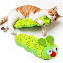 OSDUE Catnip Toy for Indoor Cats, Interactive Cat Chew Toys for Playing, Chewing and Teeth Cleaning, Plush Caterpillar Design Fun Pillow Toy for Adul