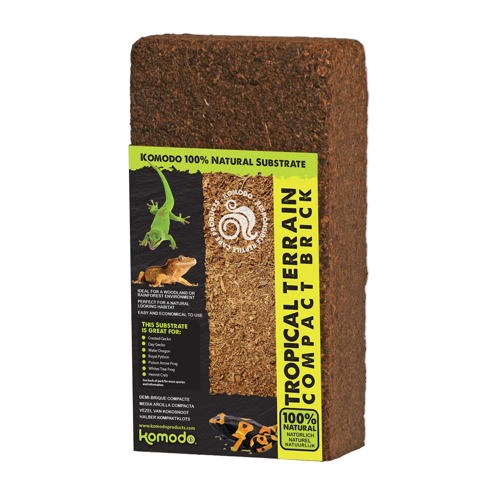 Komodo Tropical Terrain Compact Brick, Natural Substrate For Woodland Or Rainforest Habitats